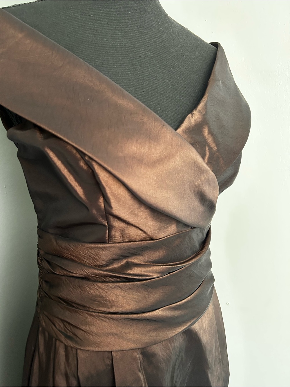 JS Boutique One-Shoulder Brown Satin Cocktail Dress